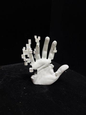 Mosaic Hand Sculpture - sculptuur, Mosaic Hand Sculpture -