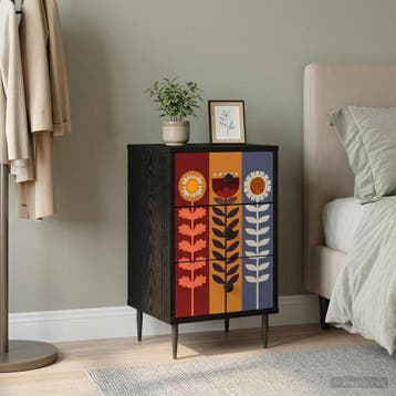 vidaXL Nachtkastje ESSEN Zwart eiken 36 x 33 x 61 cm Bewerkt, Verzenden, Nieuw