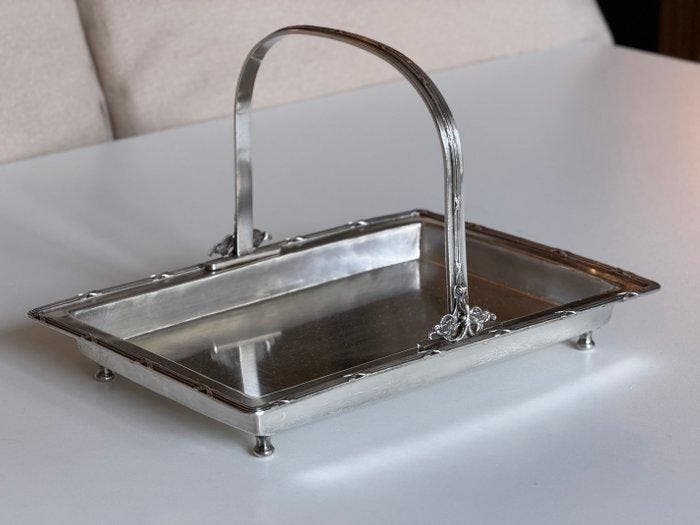 Dienblad - geplateerd met zilver - Dienblad met handvat van, Antiek en Kunst, Antiek | Meubels | Tafels