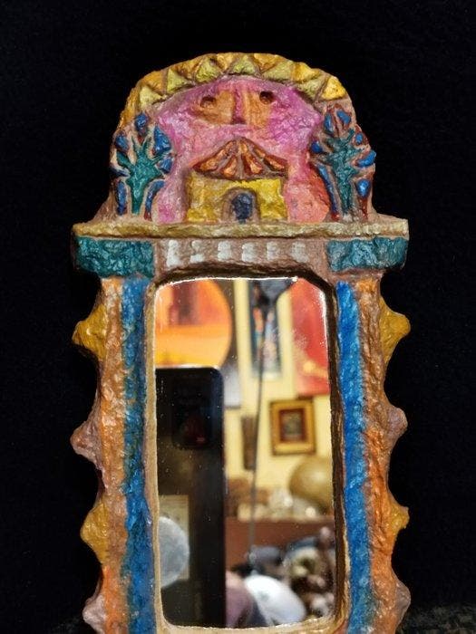 Miroir à main - Papier-mâché - miroir les argonaute, Antiquités & Art, Curiosités & Brocante