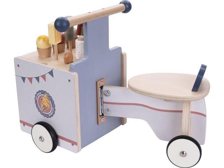 Jack & Jacky Houten Loopfiets - Ijskar - 4 wielen - Multi, Kinderen en Baby's, Speelgoed | Buiten | Voertuigen en Loopfietsen
