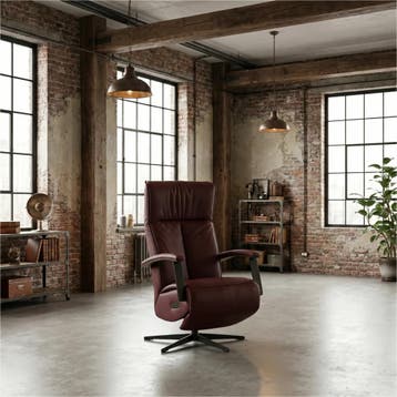 Leren elektrisch relaxfauteuil Pure - Toledo Bordeaux, Bohemian, Industrieel, Modern, Scandinavisch, Nieuw, Ophalen of Verzenden