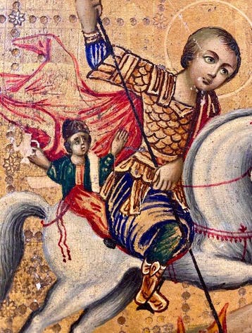 Icône - Saint Georges, le tueur de dragons - Bois