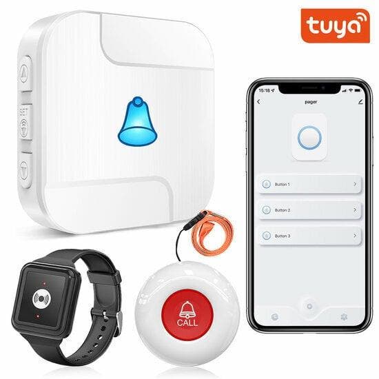 SOS Alarmset Basic inclusief Knop en Zwart Horloge voor Oude, Doe-het-zelf en Bouw, Alarmsystemen, Nieuw, Verzenden