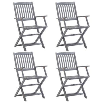 vidaXL Tuinstoelen inklapbaar 4 st massief acaciahout, Verzenden, Nieuw