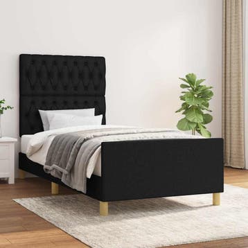 vidaXL Bedframe zonder matras 100x200 cm stof zwart, Verzenden