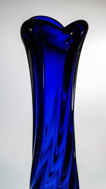 Studio Skla - Vase - Objet vase bleu - hauteur 25 cm - Verre