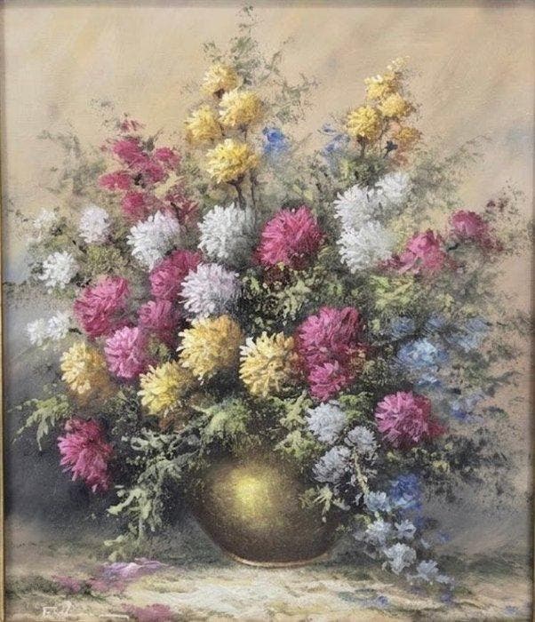 École allemande (XX) - Blumenstillleben, Antiquités & Art, Art | Peinture | Classique