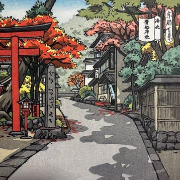 Rakuhoku Ten Views: Kifune-schrijn () - houtsnede -, Antiek en Kunst