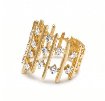 Statement ring - 14 karaat Geel goud - 0.97ct. tw. Diamant
