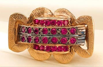 Zonder minimumprijs - Ring - 9 kt. Roségoud, Zilver Robijn, Nieuw