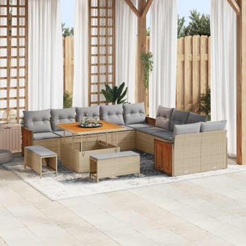 vidaXL Tuinbank Set 13 st 13-Aantal zitplaatsen Beige en, Tuin en Terras, Verzenden, Nieuw