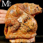 Fijn bewerkte leopardietsculptuur - Beeld in luipaardjaspis