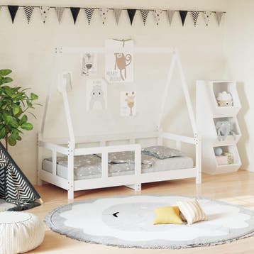 vidaXL Kinderbedframe 70x140 cm massief grenenhout wit, Verzenden, Nieuw