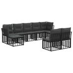 vidaXL Buiten bank set 9 pcs Zwart en Donker Grijs Polyester, Verzenden, Nieuw