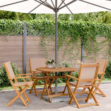 vidaXL 5-delige Tuinset massief hout en stof taupe, Verzenden, Tuinset