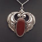 Zilver, Art Nouveau / Skønvirke Carneool - Ketting met