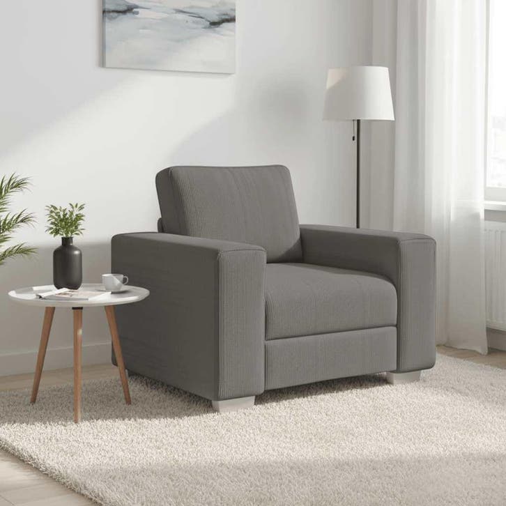 vidaXL Sofastoel Lichtgrijs 100x77x82 cm Corduroy Stof, Huis en Inrichting, Zetels | Zetels, Nieuw, Verzenden