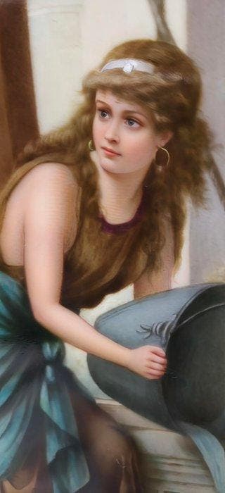 KPM Berlín Au Puteum c. 1900 - handgeschilderd - Diana