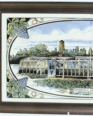 Decoratief tegelplateau in houten lijst - No Reser - Grand, Antiek en Kunst