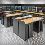 Datona Werkbank PRO eiken - 8 opbergkasten - 200 cm - zwart, Doe-het-zelf en Bouw, Werkbanken, Ophalen of Verzenden, Nieuw