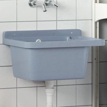 vidaXL Wasbak wandgemonteerd 50x35x24 cm hars grijs, Verzenden