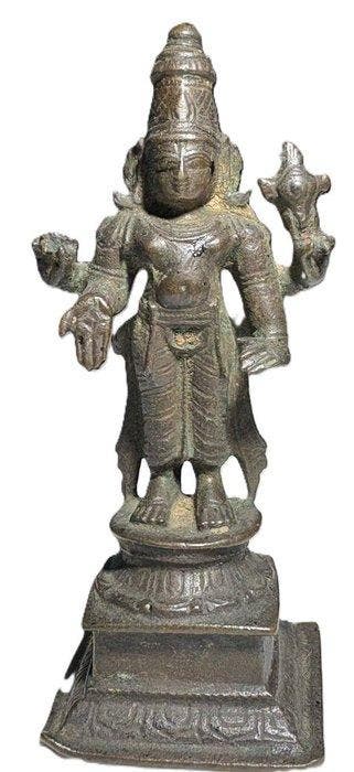 sculptuur, Four-Armed Vishnu – 18th–19th Century - 10 cm -