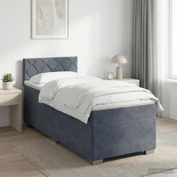 vidaXL Boxspringbed met matras Donkergrijs 90 x 190 cm, Verzenden