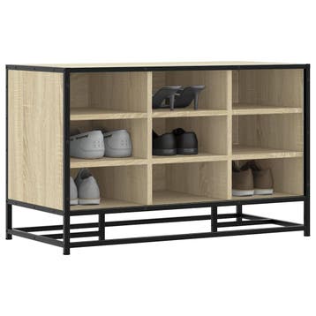 vidaXL Schoenenbank 84x40x53,5 cm bewerkt hout en metaal, Verzenden, Nieuw