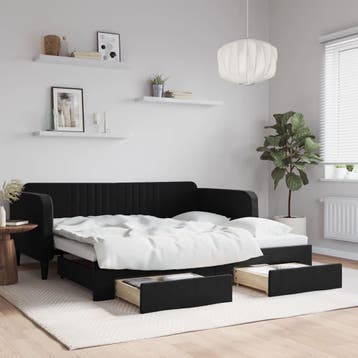 vidaXL Slaapbank met onderschuifbed en lades 90x190 cm, Verzenden, Nieuw