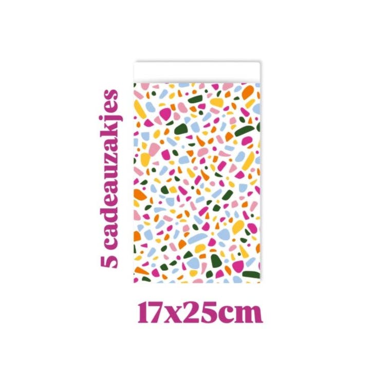 5x Cadeauzakje Terrazzo  Color - 17x25cm (Per 5 stuks), Diversen, Cadeauverpakkingen, Cadeauzakje, Nieuw, Ophalen of Verzenden