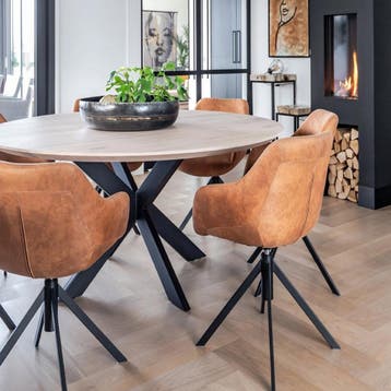 Tafel rond massief eikenhout  Matrix 8x4, Huis en Inrichting, Nieuw