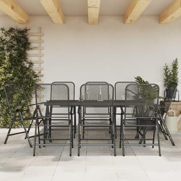 vidaXL 9-delige Tuinset metaalgaas antracietkleurig, Verzenden, Nieuw, Tuinset