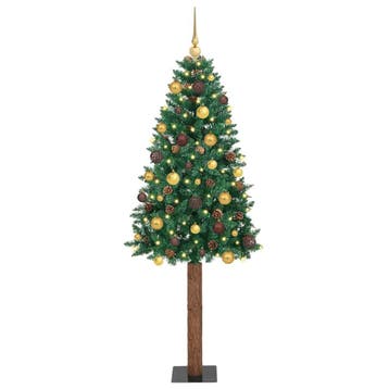 vidaXL Slanke Kerstboom Groen 210 cm PVC en massief, Verzenden, Nieuw