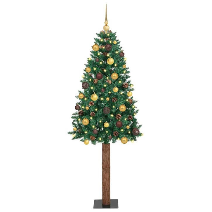 vidaXL Slanke Kerstboom Groen 210 cm PVC en massief, Diversen, Kerst, Nieuw, Verzenden