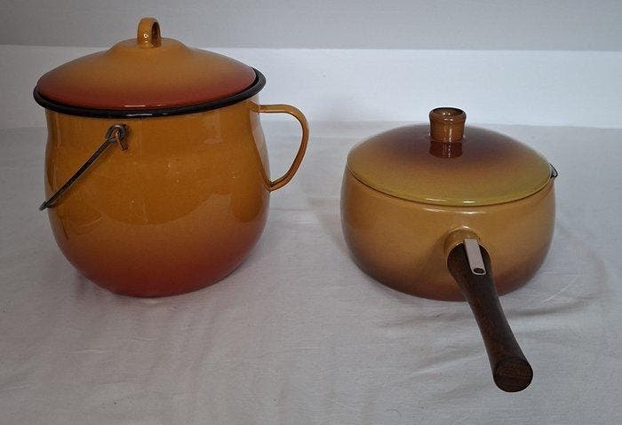 Kookpan (2) - Emaille, Antiek en Kunst, Antiek | Keukengerei
