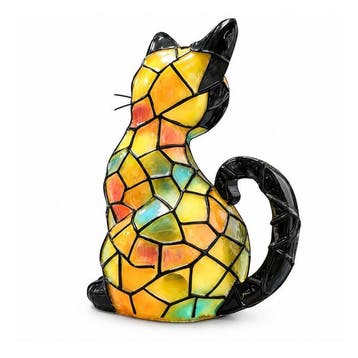 Beeldje - Stained Glass Mosaic Cat Figurine - Hars