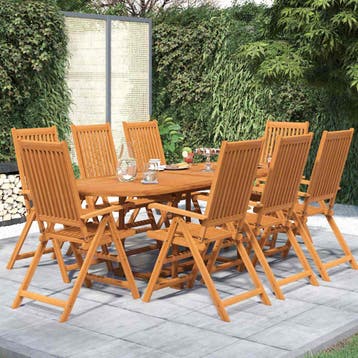 vidaXL 9-delige Tuinset massief acaciahout 160-240 cm, Verzenden, Nieuw, Tuinset