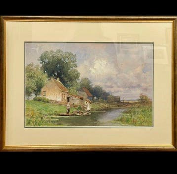 Pieter Adriaan Schipperus (1840-1929) - Aan de waterkant, Antiek en Kunst