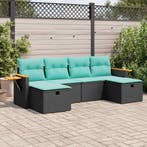 vidaXL 6-delige Loungeset met kussens poly rattan zwart, Verzenden, Nieuw, Loungeset