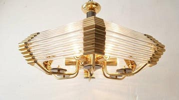 Plafondlamp - Metaal, Messing, Glas