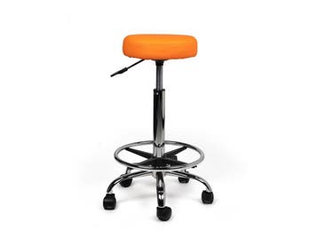 Tabouret Oranje - Hoge uitvoering met Voetsteun, In hoogte verstelbaar, Nieuw