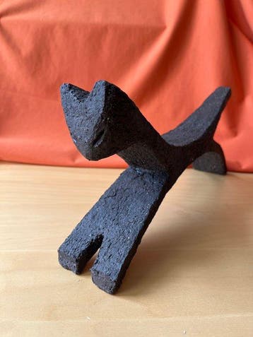 Beeld, Abstracte kat - 18 cm - Klei, Terracotta