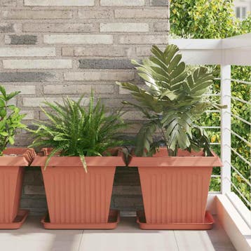 vidaXL Vierkante Bloempot 6 st Baksteenrood 43 x 43 x 33,5, Tuin en Terras, Verzenden, Nieuw