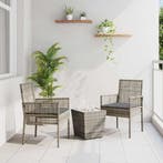 vidaXL Tuin Bistro Set 3 pcs Grijs poly rattan, Tuin en Terras, Verzenden, Nieuw