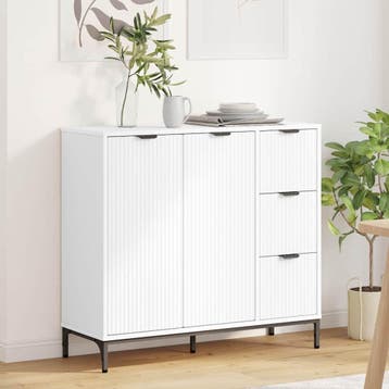 vidaXL Dressoir Wit 89,5 x 33 x 82 cm Bewerkt hout, Verzenden, Nieuw
