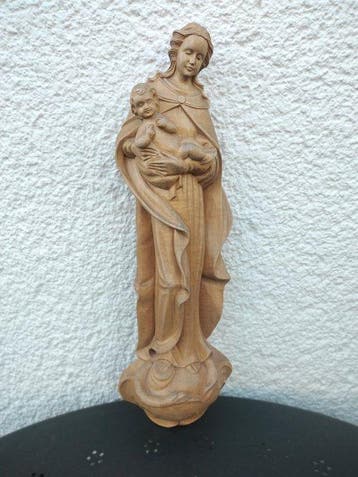 Snijwerk, Religiöse Holzfigur - Madonna mit Kind Mutter
