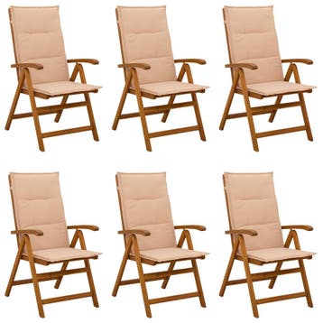 vidaXL Ligstoelen voor Tuin 6 st Naturel Massief Acacia Hout, Verzenden