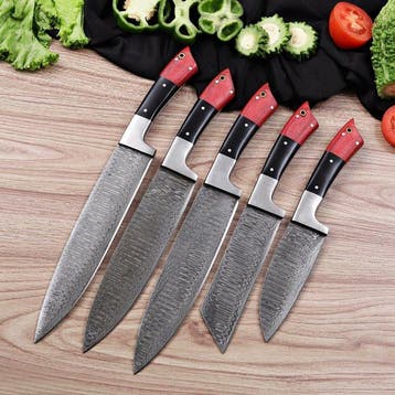 Japanese Style Kitchen Knife SET With Leather BAG Included -