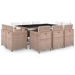 vidaXL 11-delige Tuinset met kussens poly rattan beige, Verzenden, Nieuw, Tuinset
